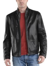 New Men&#39;s Genuine Lambskin Leather Jacket Black Slim Fit Motorcycle Jacket MJ095 - £80.07 GBP+