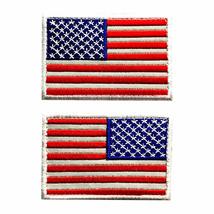 Hook Reflective Reverse American USA Flag Patch (Set of 2-3.0 X 2.0) - £8.02 GBP