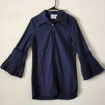 STELEN Button Down Collared Shirt Dress Tunic Pleated Cuffs Size Medium - £38.44 GBP