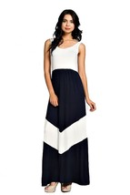 Chevron Print Accent Colorblock Scoop Back Knit Maxi Dress (Medium, Peach) - £19.94 GBP