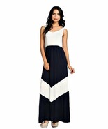 Chevron Print Accent Colorblock Scoop Back Knit Maxi Dress (Medium, Peach) - $34.23 CAD