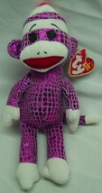 TY 2014 SHINY PURPLE SOCK MONKEY 9&quot; Plush Stuffed Animal Toy W/ Tag - $14.85
