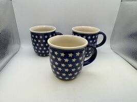 Set of 3 Boleslawiec Polish Pottery STARS Mugs - $79.99
