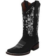 Womens Cowboy Boots Western Wear Black Leather Floral Embroidered Rodeo ... - $163.44 CAD