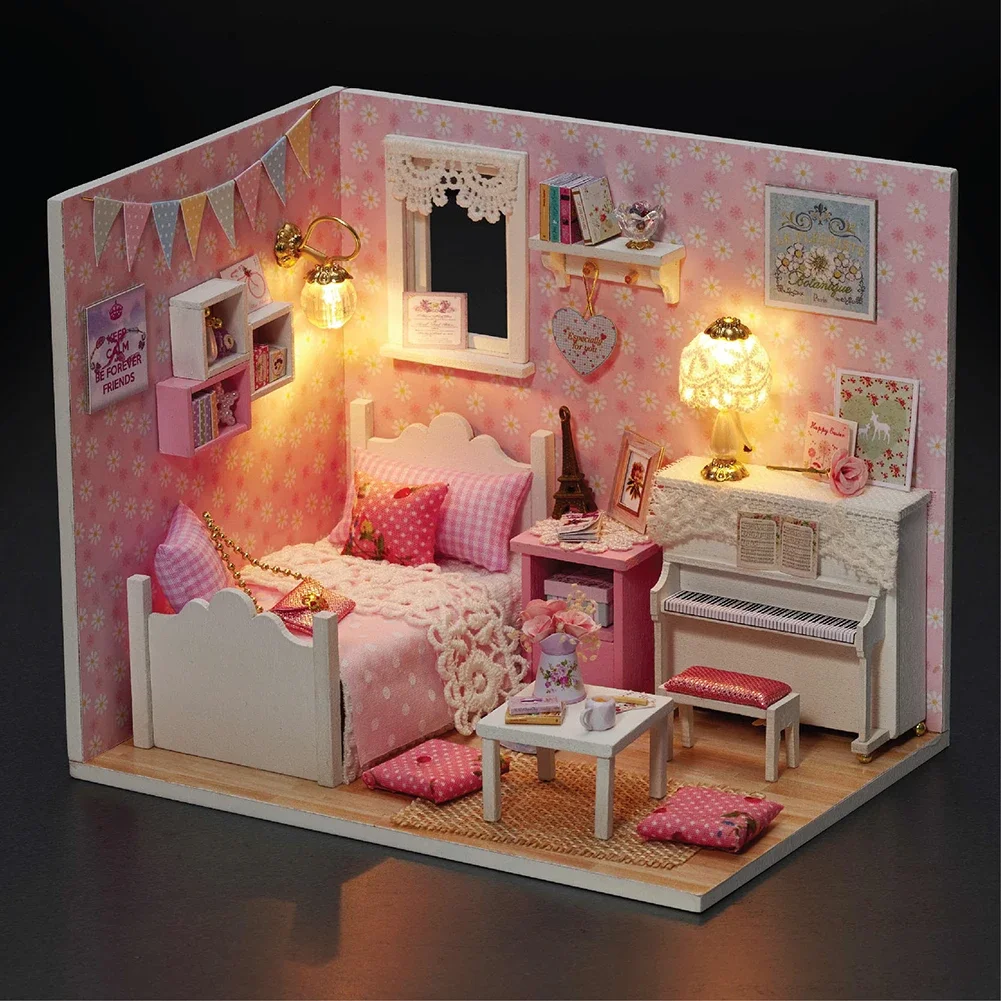 DollHouse Miniature Doll house With Furniture Kit Wooden House Miniaturas Toys - £17.42 GBP+