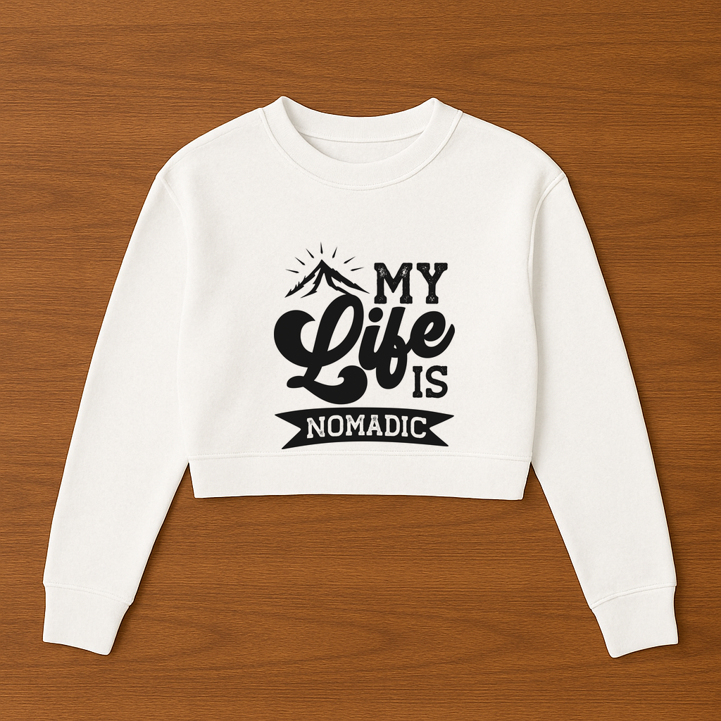 My Life is Nomadic Womens Cropped Crewneck Sweater - $29.99