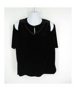 Ralph Lauren Women&#39;s Plus Size Black Cold Shoulder Velvet Top 2X - £22.21 GBP