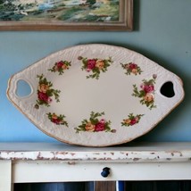 Royal Albert Old Country Roses Oval Tray Dish Heart Handles Porcelain Vintage  - $27.71