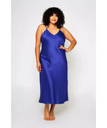 Golyta Icollection Long Satin Victoria Gown Women Lingerie Dress Blue Si... - $41.40 CAD