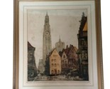 Alfred Van Neste Cathedral Antwerp Pencil Signed Colored Etching Framed ... - $220.72