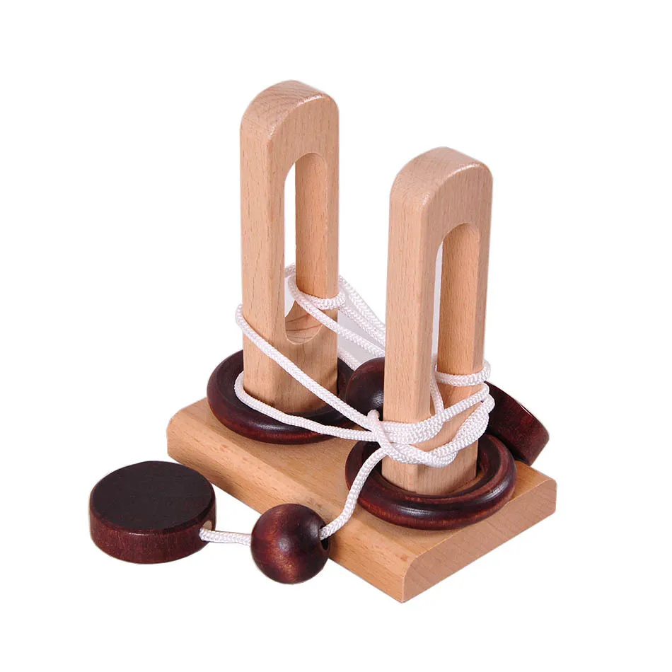 Play Desk Novelty 3D Wooden Rope Loop Puzzle IQ Mind String Brain teaser Game fo - £27.82 GBP