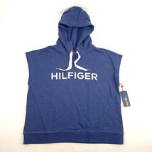 Tommy Hilfiger Sport Hooded Vest Size XL Womens Blue White Drawstring Ex... - $25.90