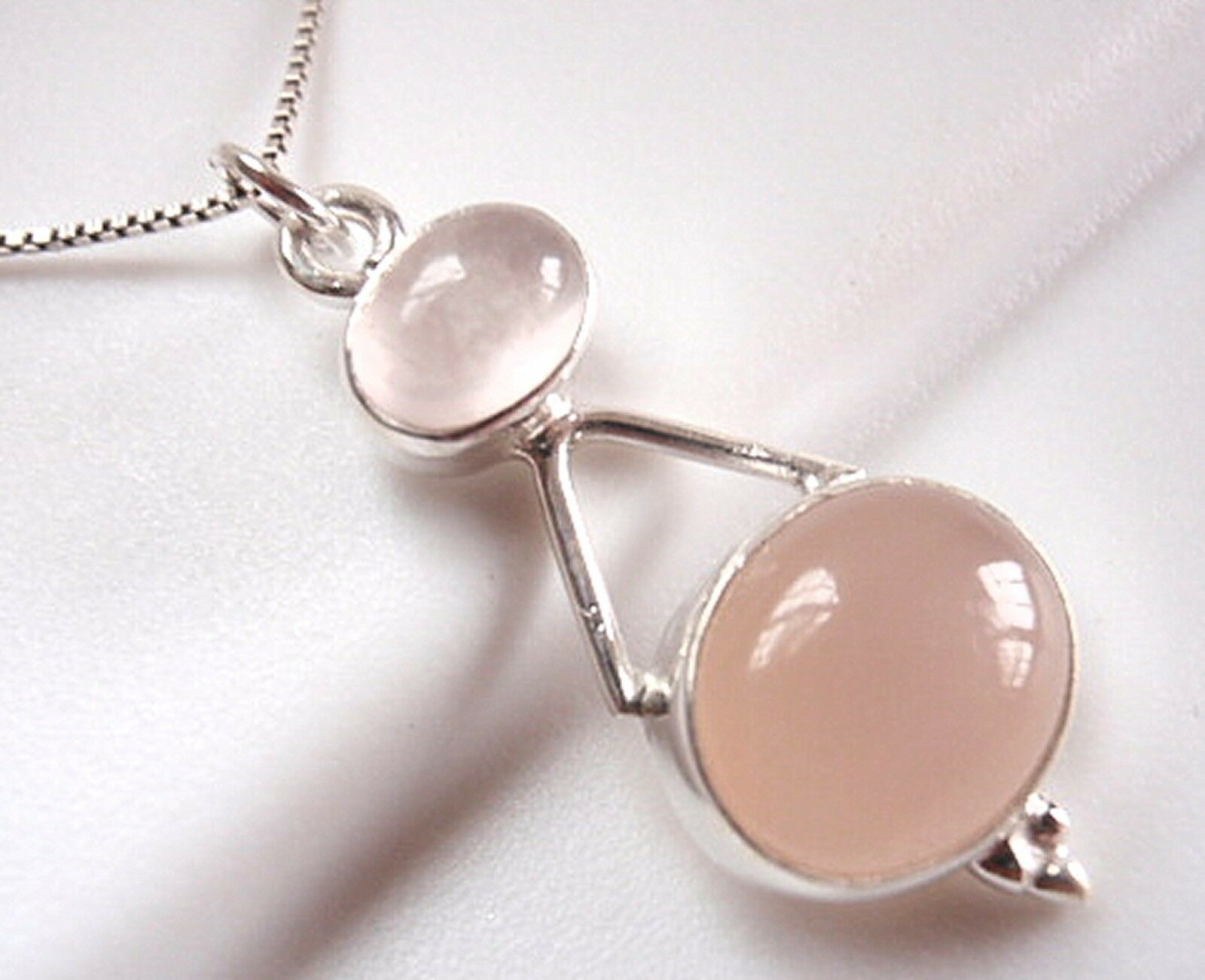 Primary image for Rose Quartz Double Gem Oval 925 Sterling Silver Pendant New Imported from India