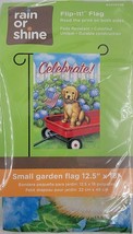 Celebrate Patriotic Puppy in Wagon 12.5&quot; X 18&quot; Garden Porch Flag Free Sh... - £7.09 GBP