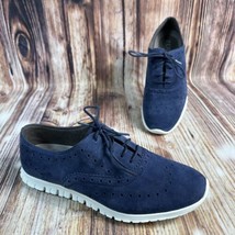 Cole Haan Zerogrand Womens Size 8 Blue Suede Wingtip Lace Up Shoes Oxfor... - $47.49
