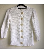 Tommy Hilfiger knit big button Cardigan white cover up petitie size Medi... - $21.49