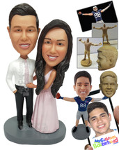 Personalized Bobblehead Couple Wearing Shiny Clothes To An Event - Wedding &amp; Cou - £122.75 GBP
