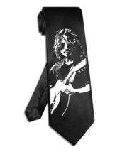 Chris Cornell Soundgarden tie black satin silk hand-painted necktie - $28.00