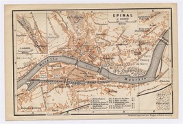 1905 Antique City Map Of Epinal / Vosges / France - £15.05 GBP