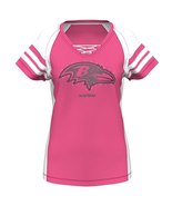 Baltimore Ravens Majestic Women&#39;s Draft Me VII T-Shirt - Pink,Small - £31.44 GBP