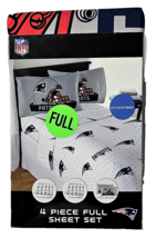 NFL New England Patriots 4 Piece Full Sheet Set Fitted Flat 2 Pillowcase... - £36.96 GBP