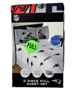 NFL New England Patriots 4 Piece Full Sheet Set Fitted Flat 2 Pillowcase... - $64.26 CAD