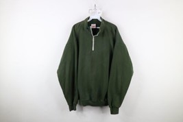 Vintage 90s Wilson Mens XL Faded Blank Heavy Half Zip Pullover Sweatshirt Green - $59.35