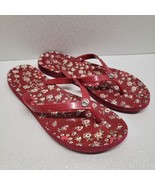 Coach Sandals Abbigail Womens Size 9 Red Floral Flip Flops - £14.79 GBP