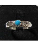 Vintage Wilbur Musket Jr Sterling Silver &amp; Turquoise Bear Etched Band Sz... - €51,49 EUR