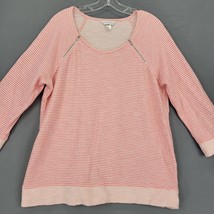 Christopher Banks Women Shirt Size L Pink Preppy Stripe Classic 3/4 Sleeve Top - £8.00 GBP