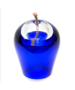 Vintage Cobalt Blue And Clear Art Glass Studio Hand Blown Oil Lamp Light... - £22.13 GBP