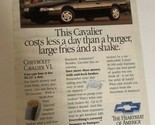 1992 Chevrolet Cavalier Vintage Print Ad Advertisement pa16 - £5.41 GBP