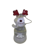 Rudolph Red Nose Reindeer Glass Ornament Glitter Shake Antlers Scarf Chr... - £6.97 GBP