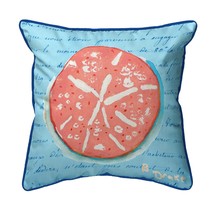 Betsy Drake Coral Sand Dollar Blue Large Indoor Outdoor Pillow 18x18 - £36.98 GBP