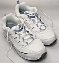 Women&#39;s Easy Spirit ROMY 6M Walking Shoes WHMBL 130 White Lt Blue Leather - £26.37 GBP