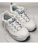 Women&#39;s Easy Spirit ROMY 6M Walking Shoes WHMBL 130 White Lt Blue Leather - £26.22 GBP