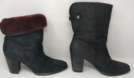 UGG Layna Women Size 10 Shearling Lined Foldable Cuff Black Nubuck Heel ... - $45.64