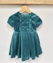 Mayoral Velvet Dress 3T Green Blue Christmas Metallic Dots Pleated Girl Toddler - £28.05 GBP