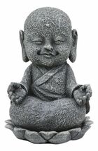 Ebros Zen Meditating Japanese Jizo Monk With Om Hand On Lotus Statue 4" ... - $18.99