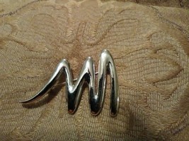 Vintage Silvery Pin Brooch Designer Style Scribble - $20.00