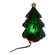 Vintage Tiffany Style Stained Glass Christmas Tree Table Lamp Light Holiday - £34.24 GBP