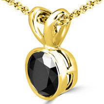 0.25 Carat 14K Yellow Gold  Black Diamond Bezel Solitaire Pendant &amp; Chain - £137.46 GBP