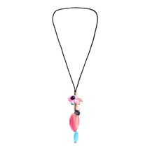 Handmade Pink Agate Teardrop Floral Necklace - £10.63 GBP