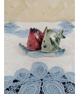 Vintage Tropical Fish Salt &amp; Pepper Shakers on a Wave Plate Made in Japan - £14.70 GBP