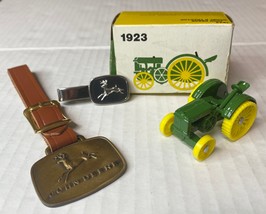 John Deere Bundle Brass Watch Fob Tie Clip 1:64 1923 Tractor Lot 964A - $33.87