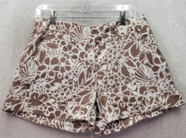 New York &amp; Company Shorts Women&#39;s Size 6 Brown White Floral Linen Slash ... - $18.46