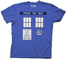 Doctor Who TV Series Tardis Trompe Royal Blue Adult T-Shirt, NEW UNWORN - £11.59 GBP