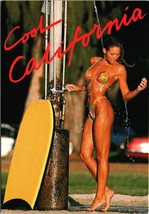Cool California Girl Postcard Risque 90&#39;s 80&#39;s Risque Pinup Beach Surf s... - $11.51