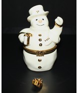 Lenox Spirit of the Season Snowman Figural Treasure Box with Gold Presen... - £14.10 GBP