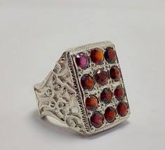 Natural Garnet Ring For Men&#39;s 925 Silver Handmade Rings For Men 925 Styl... - $225.00